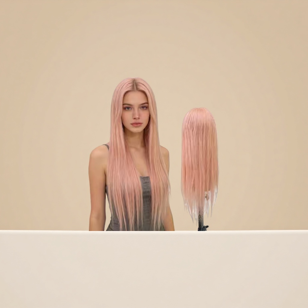 Real human wig for women, mid-length, European and American real hair, Genshin Impact style, natural, smooth and adjustable hair band Application Scenario