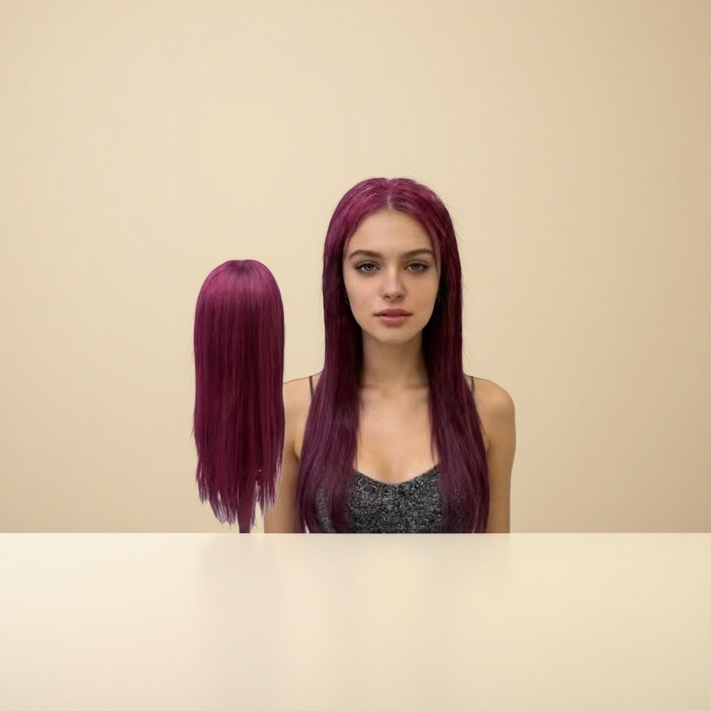 Real human wig, real hair, female mid-length, European and American style, Genshin Impact style, detachable hair piece, natural head cover Application Scenario