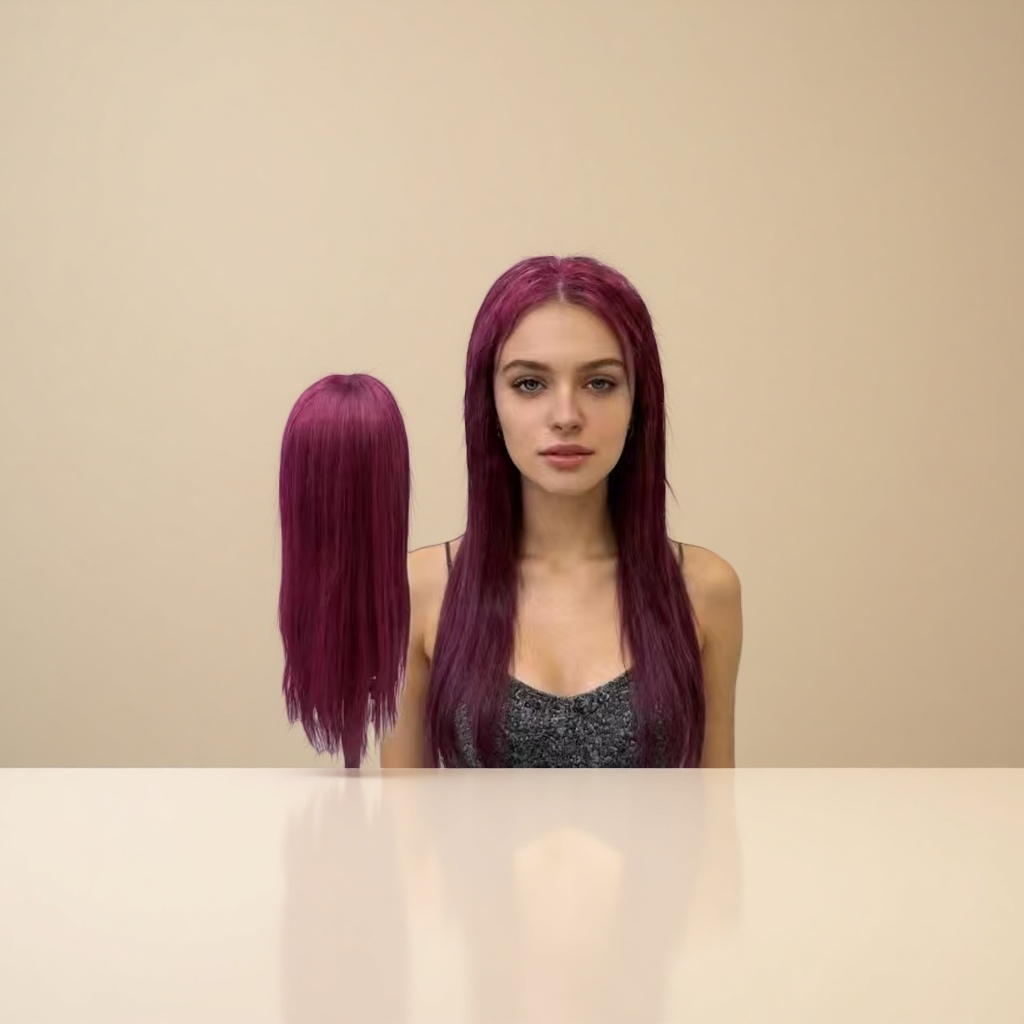Real human wig, real hair, female mid-length, European and American style, Genshin Impact style, detachable hair piece, natural head cover Specification image