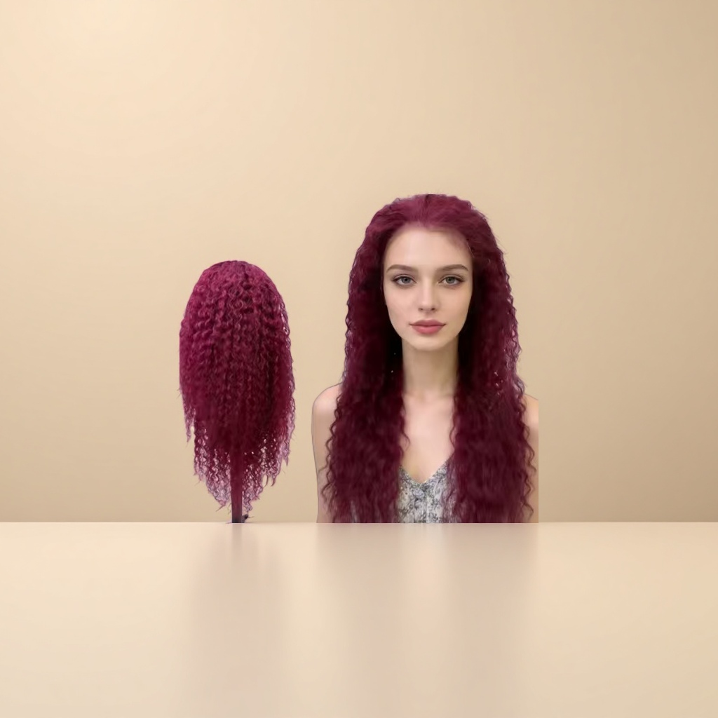 Real human wig, mid-length, European and American real hair, Genshin Impact style, natural black hair, smooth, detachable hair piece details Picture