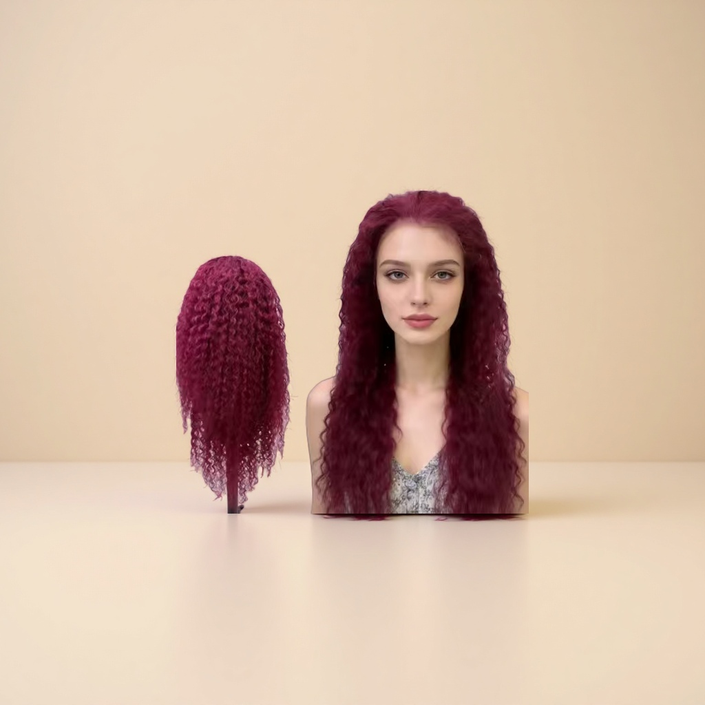 Real human wig, mid-length, European and American real hair, Genshin Impact style, natural black hair, smooth, detachable hair piece Specification image