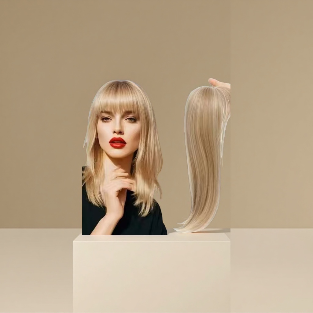 Real human wig, real hair for women, medium length, European and American style, Genshin Impact style, detachable hair pieces, natural and smooth. 4 Specification image