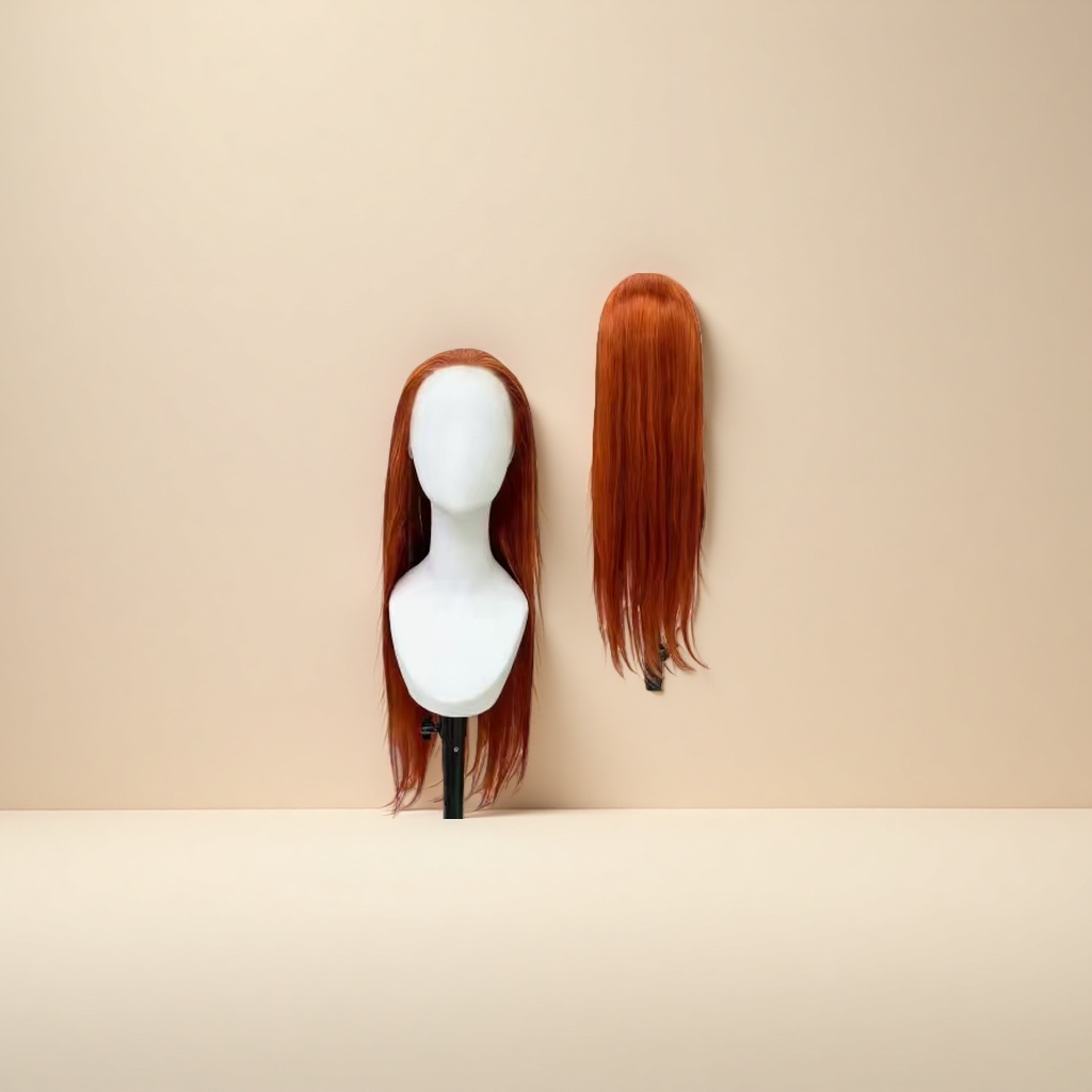 Real human wig female mid-length, European and American real hair, Genshin Impact style, natural black hair, smooth hair quality, high plasticity Specification image