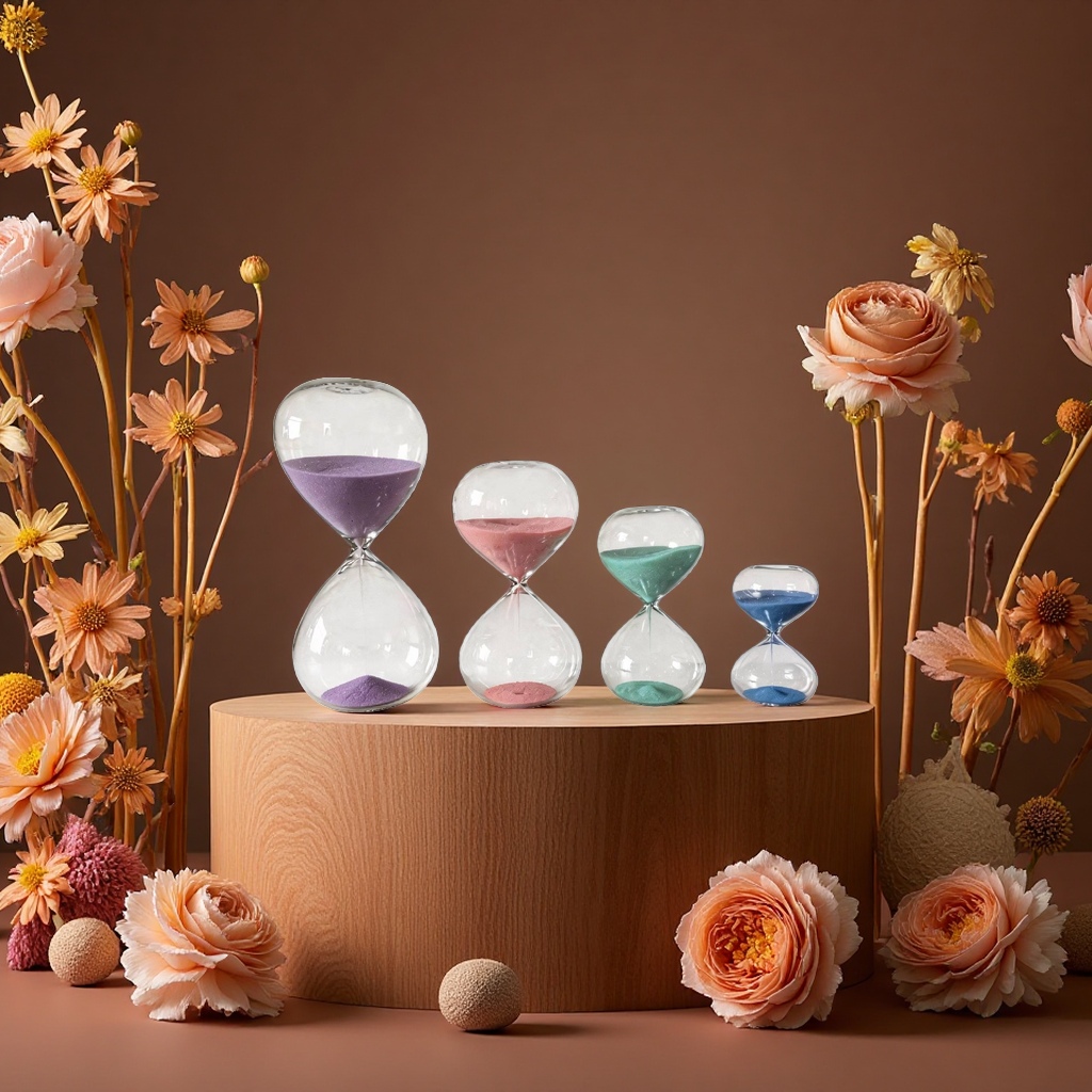 Macaron multi-color timing hourglass children's educational toy timer details Picture