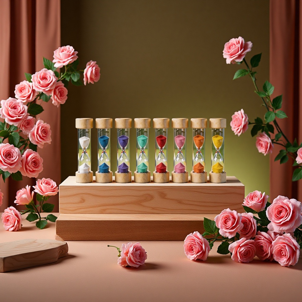 Dopamine Macaron series 16-tube oak hourglass, colorful timer, cute decoration
