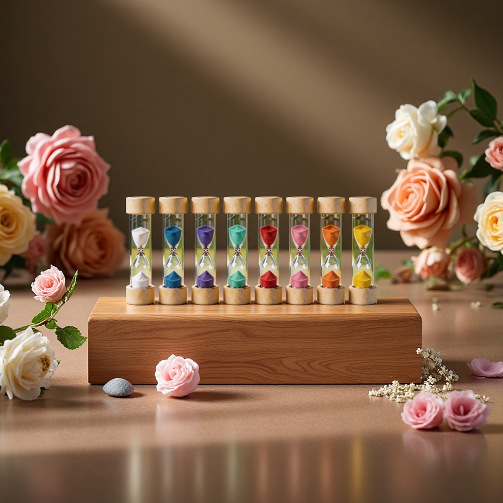 Dopamine Macaron series 16-tube oak hourglass, colorful timer, cute decoration Application Scenario