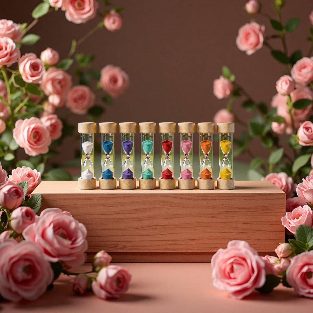 Dopamine Macaron series 16-tube oak hourglass, colorful timer, cute decoration details Picture