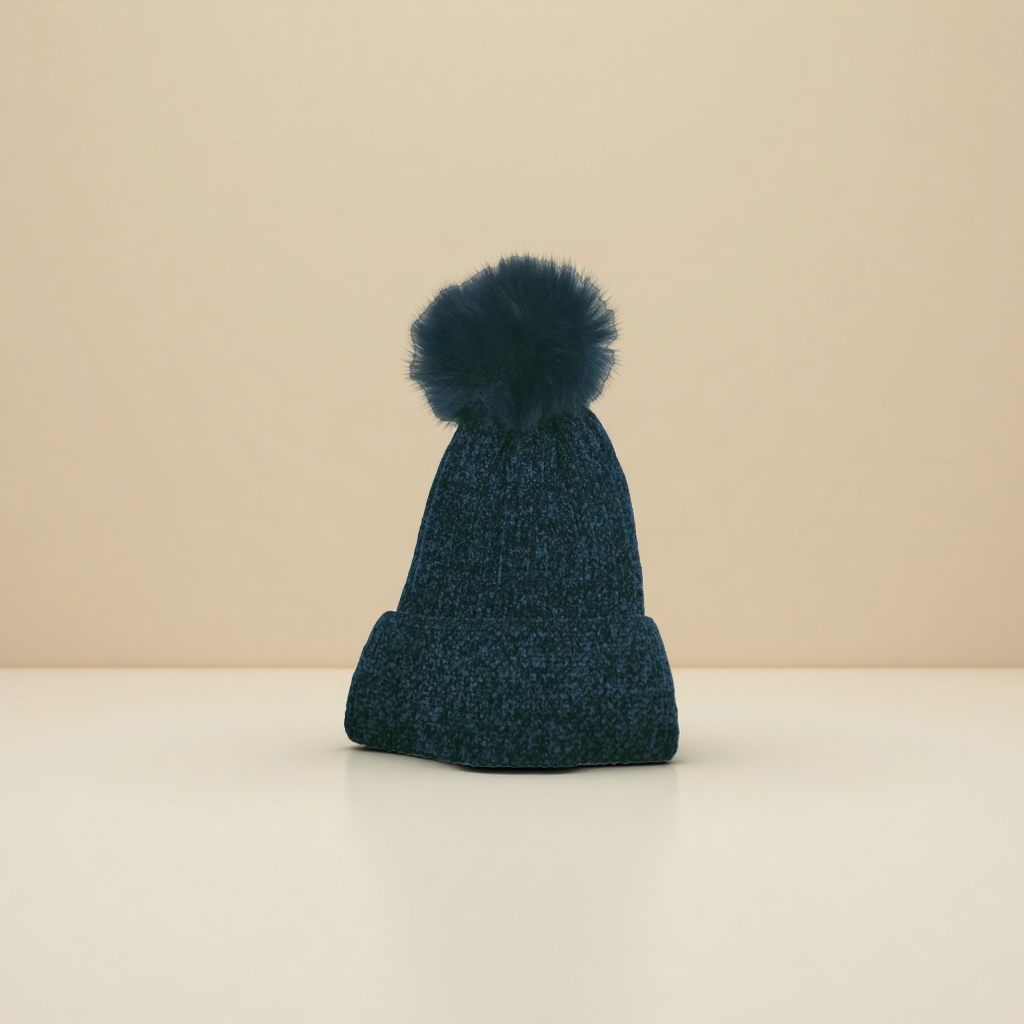 Korean solid-color woolen cap for autumn and winter, super large fox ball warm and comfortable knitted cap for cross-border