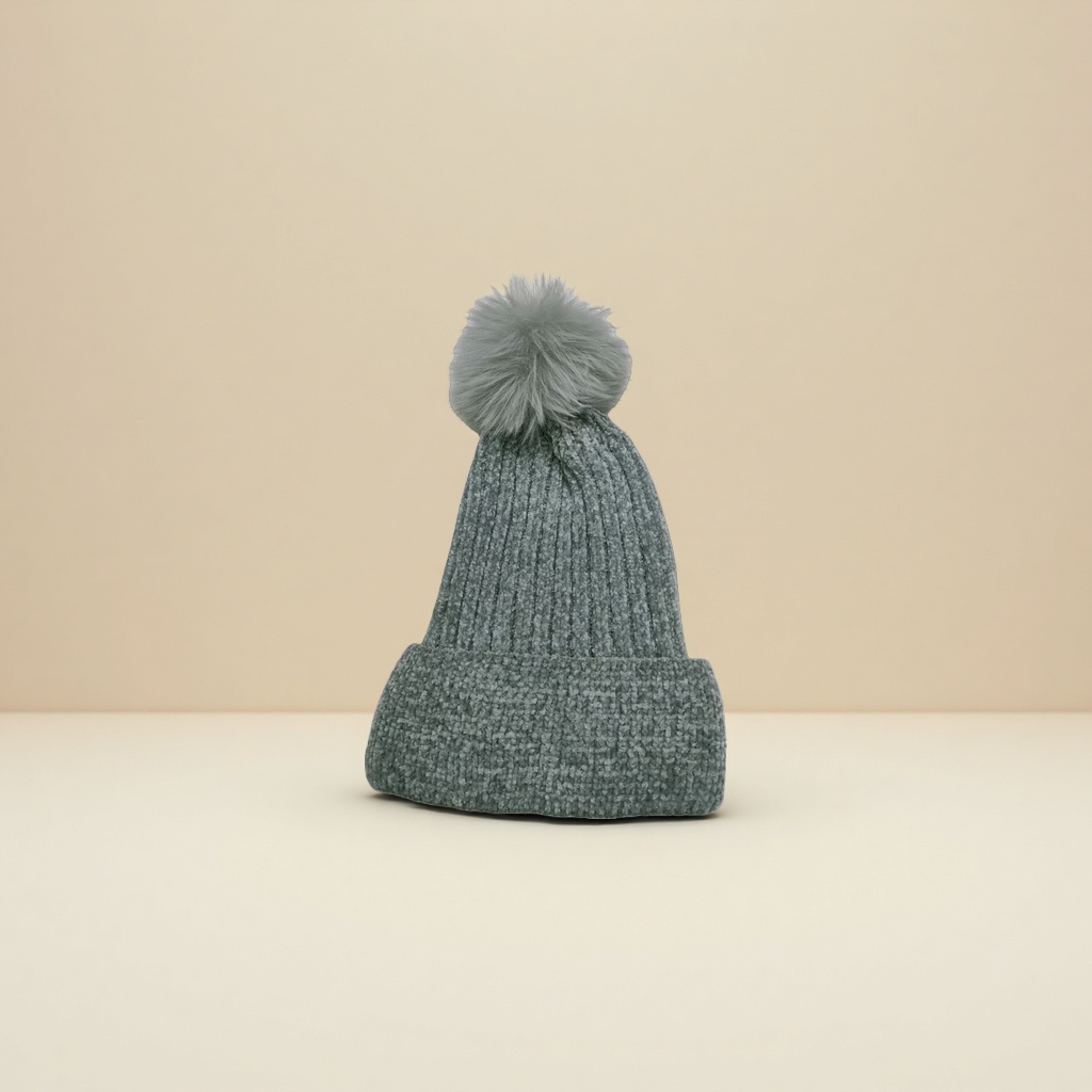 Korean solid-color woolen cap for autumn and winter, super large fox ball warm and comfortable knitted cap for cross-border Specification image