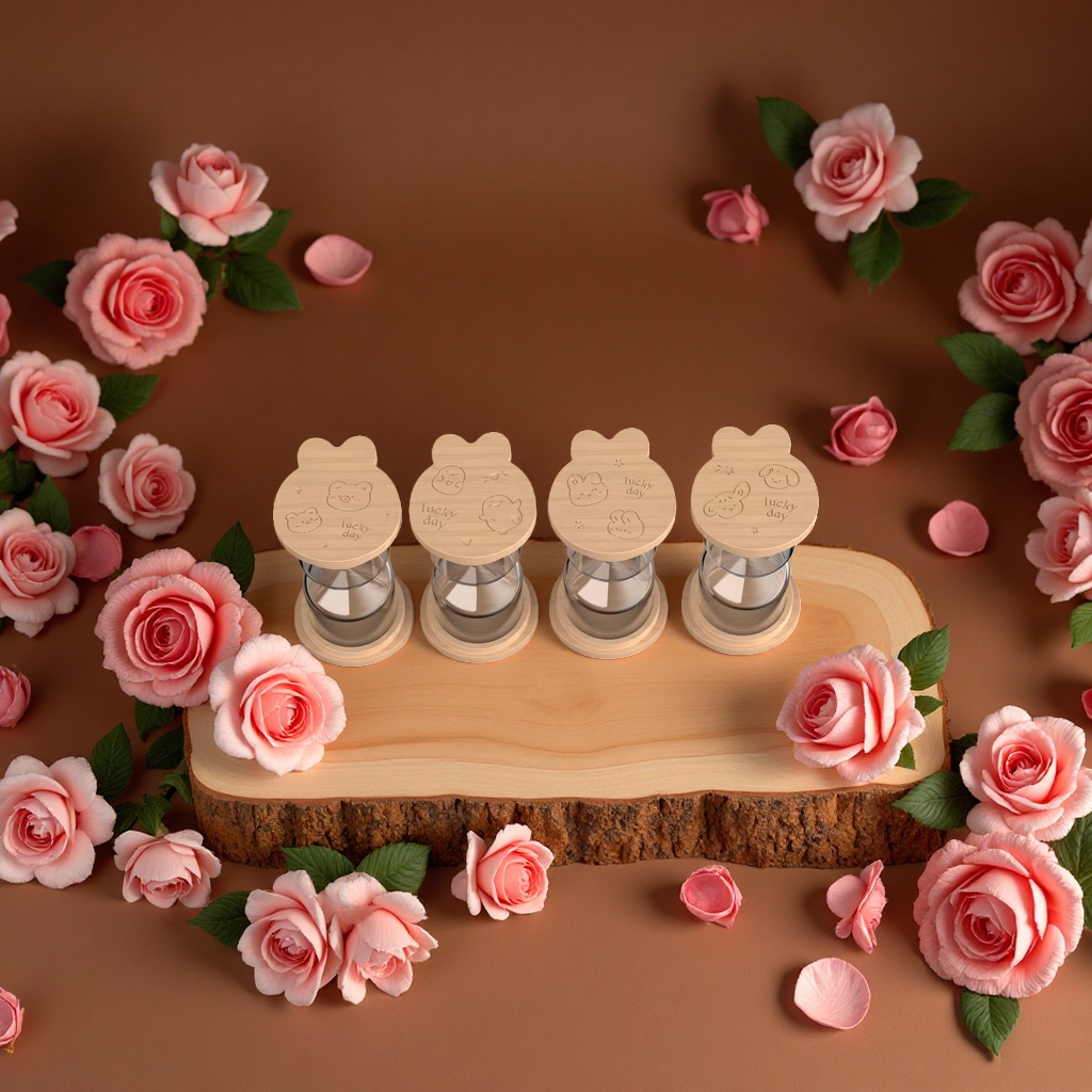 Oak cartoon rabbit timing hourglass macaron dopamine color
