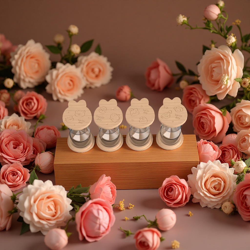 Oak cartoon rabbit timing hourglass macaron dopamine color Specification image