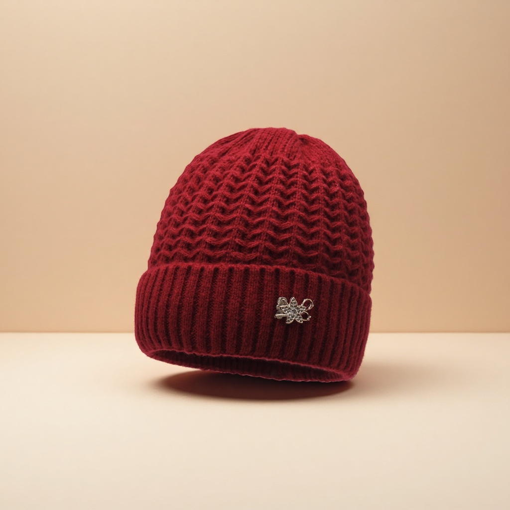 Thickened knitted warm winter cotton hats for middle-aged and elderly people, versatile hats for moms and grandmothers