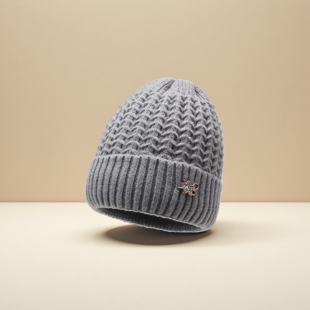 Thickened knitted warm winter cotton hats for middle-aged and elderly people, versatile hats for moms and grandmothers details Picture