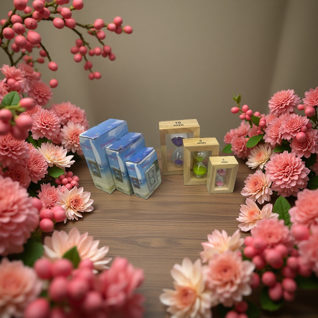 Solid wood timing hourglass, a high-end and simple office decoration timer Application Scenario