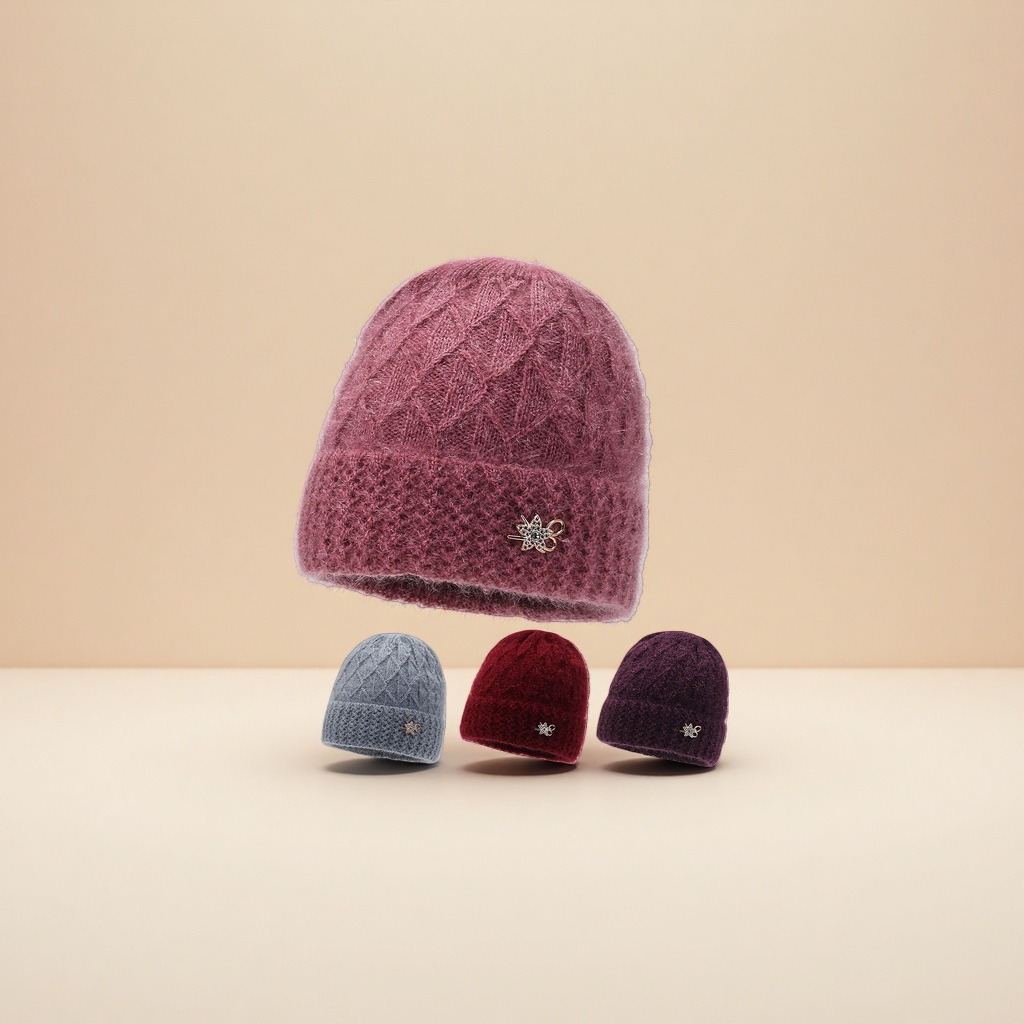 This is a fashionable knitted woolen cap for middle-aged and elderly people in winter, with fleece and warmth protection. It is a versatile outdoor traditional Chinese style wholesale cap
