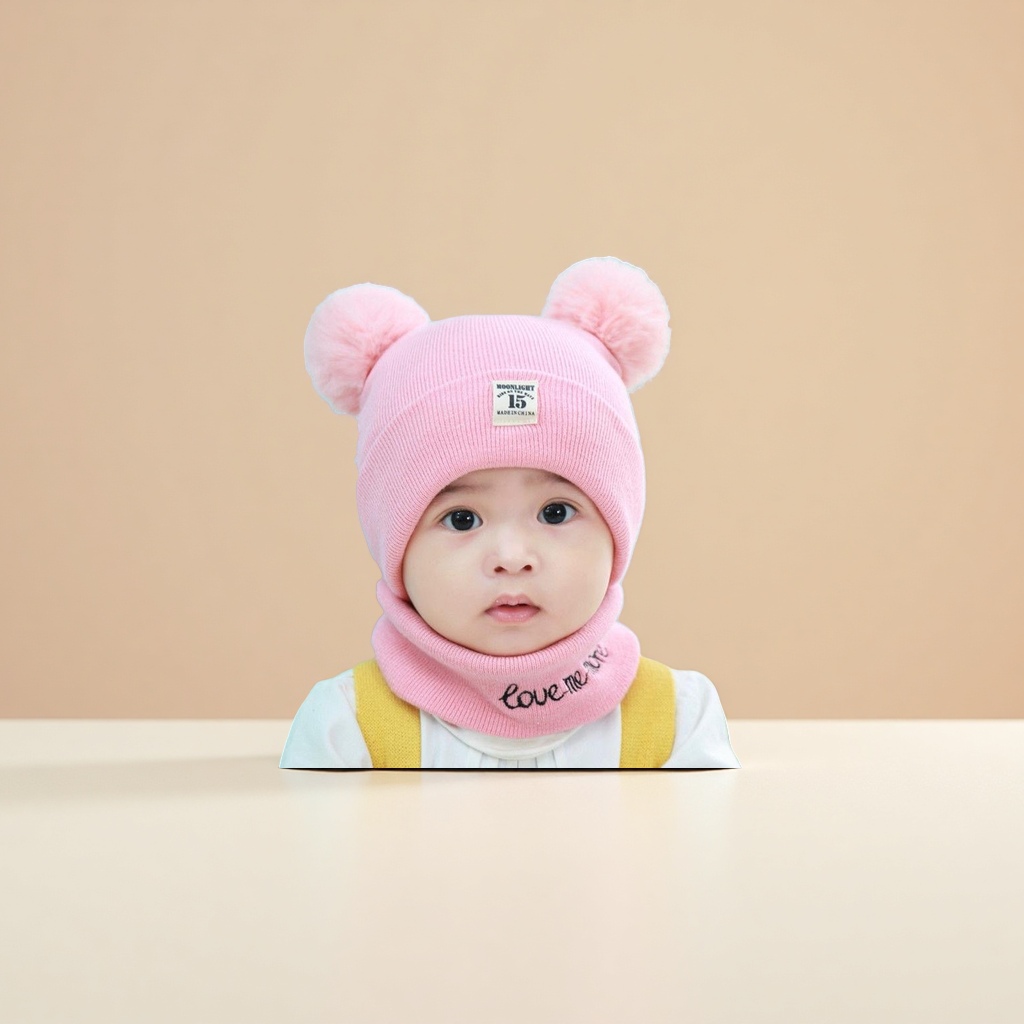 Warm woolen caps and scarves for male and female babies aged 0-3-6-12 months in spring, autumn and winter Specification image
