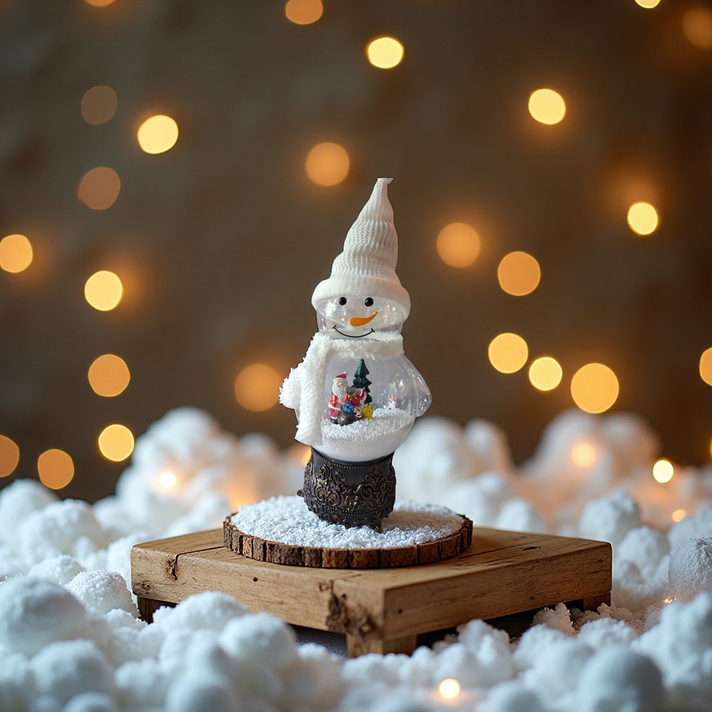 跨境小夜灯创意圣诞节飘雪LED灯摆件圣诞装饰灯圣诞旋转木马音乐盒风灯 