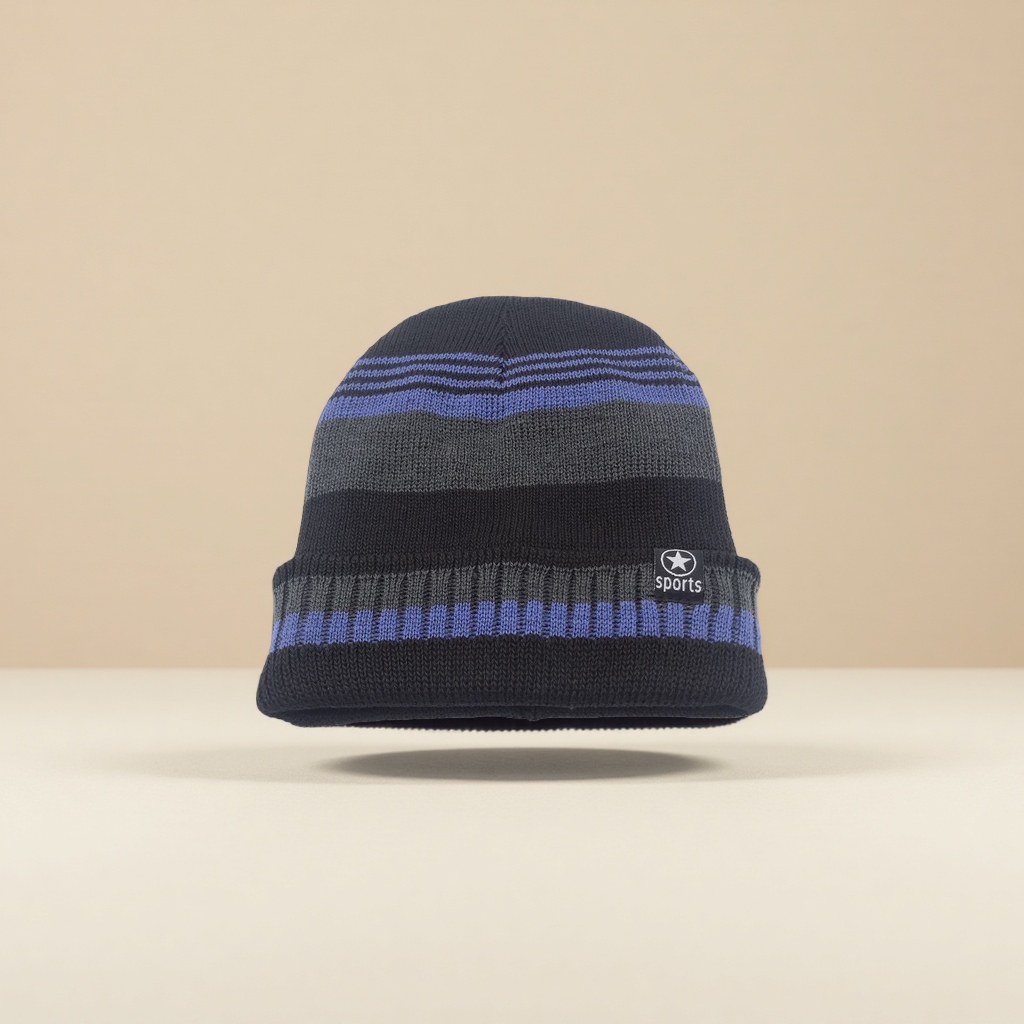 The new striped line cap is a trendy bestseller for men's winter, fleece outdoor warm cycling pullover Specification image