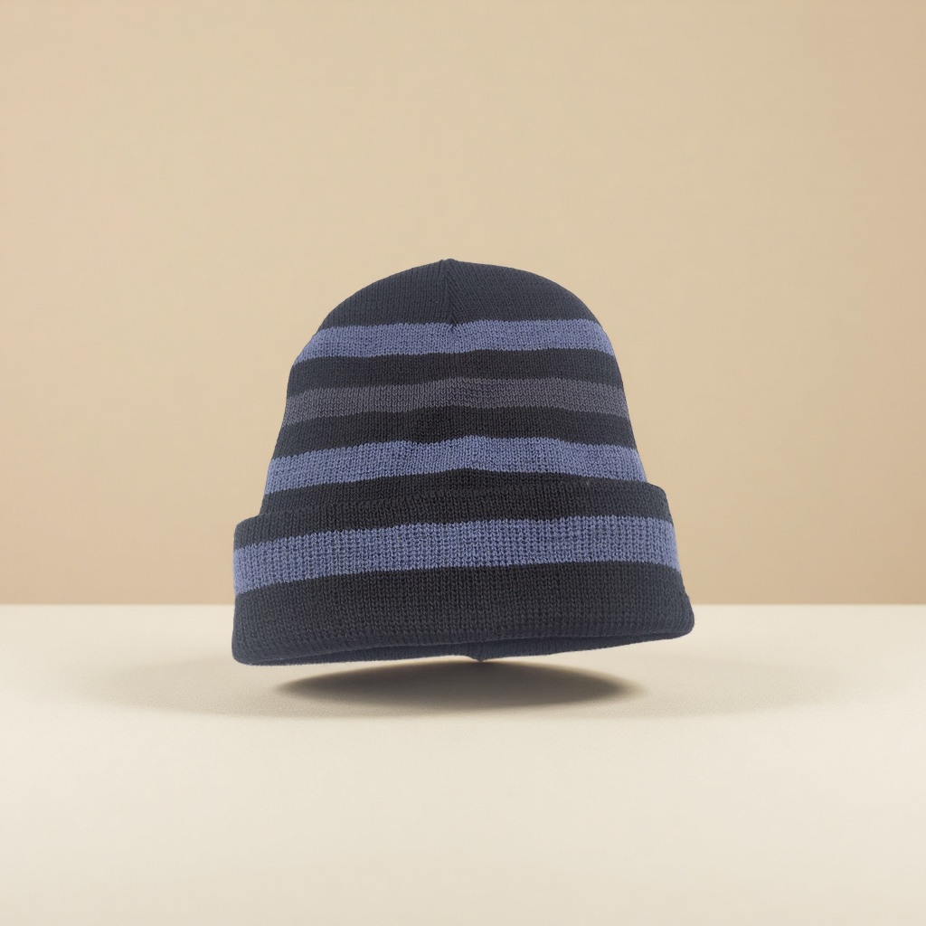 Men's winter new striped knitted hat, warm woolen hat, outdoor cold hat Item Picture