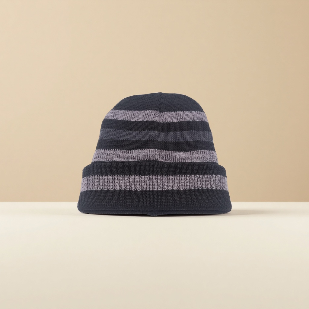 New knitted cap men's thickened and fleece warm striped woolen pullover cap, high-quality woolen jacquard men's cap wholesale Application Scenario