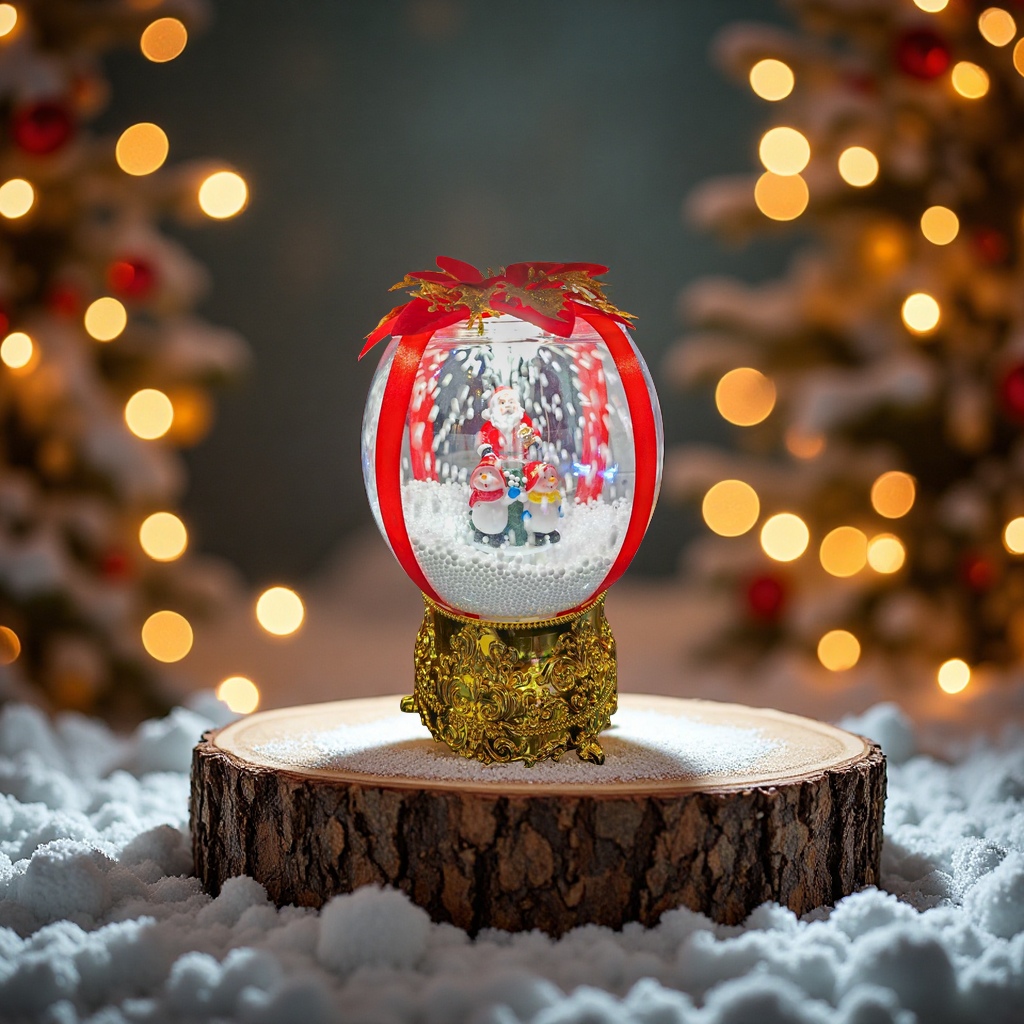 创意装饰礼品小夜灯圣诞氛围灯LED飘雪音乐灯雪人亚克力摆件
