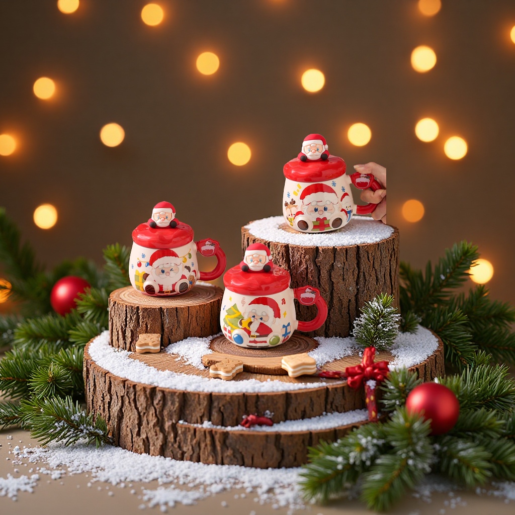 Christmas Nordic ceramic cup, insulated cup, 430ml heat-resistant, portable and durable, with a sealed lid Application Scenario
