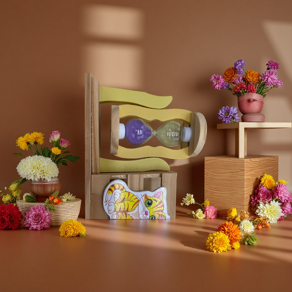 Solid wood flowing sand pen holder, creative office stationery simple storage box, student stationery box Application Scenario