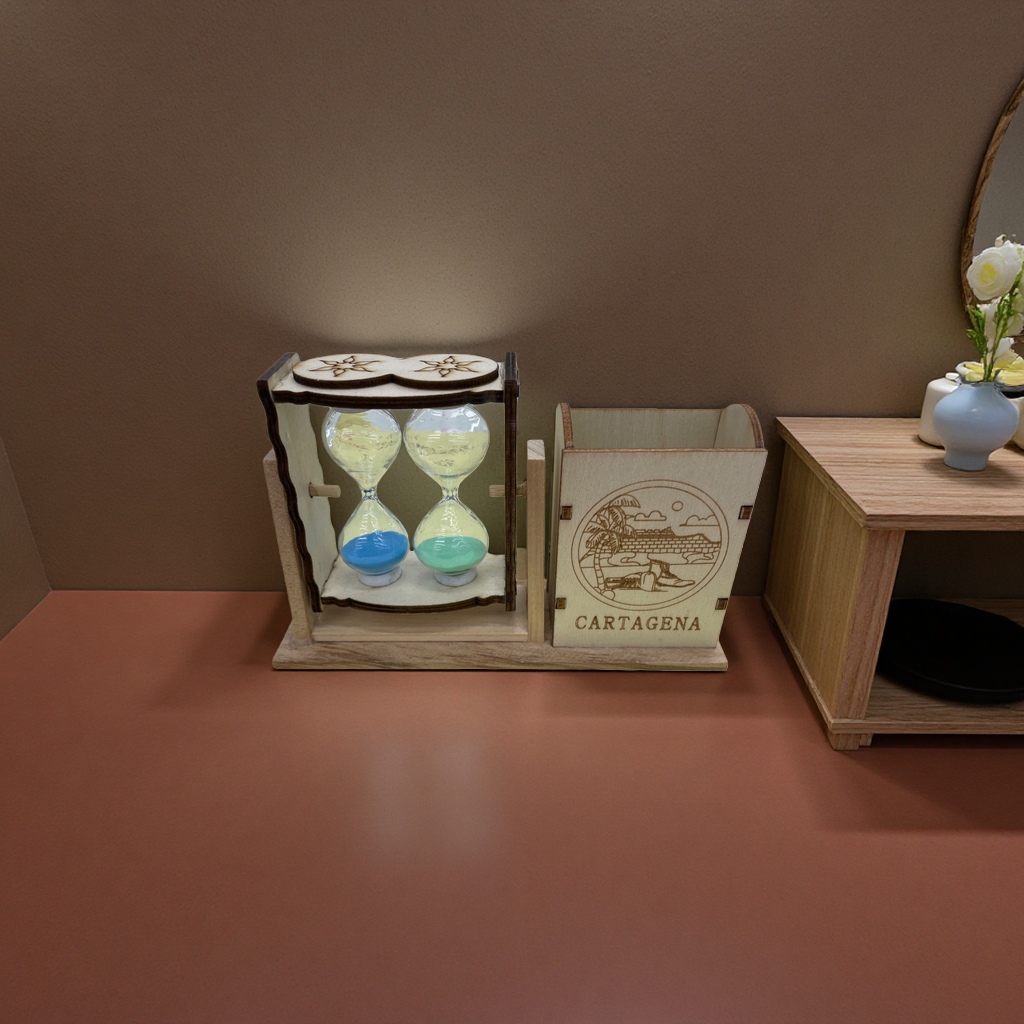 Solid wood hourglass pen holder storage box, simple office stationery gift box for elders Application Scenario