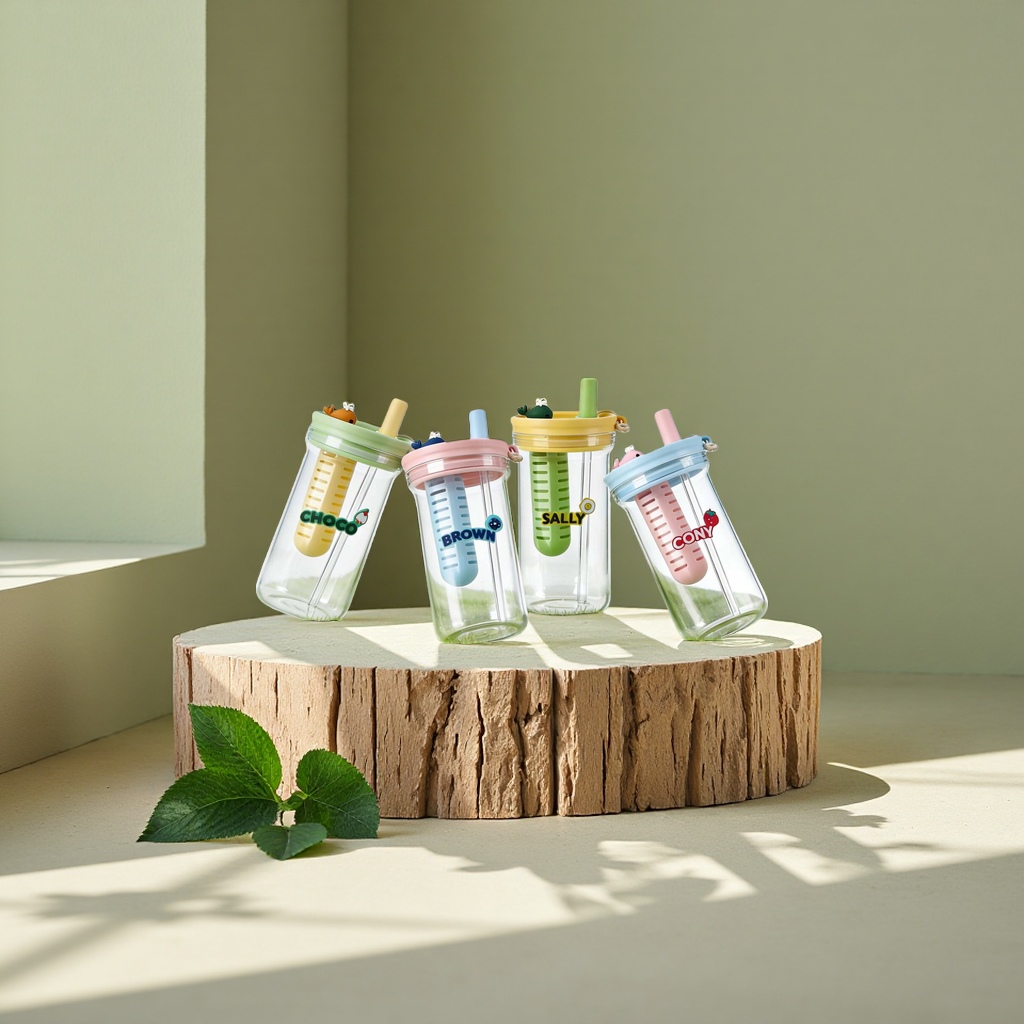Green apple glass cup thermos flask 580ml, made of glass, anti-drop and durable, with a sealed lid Application Scenario