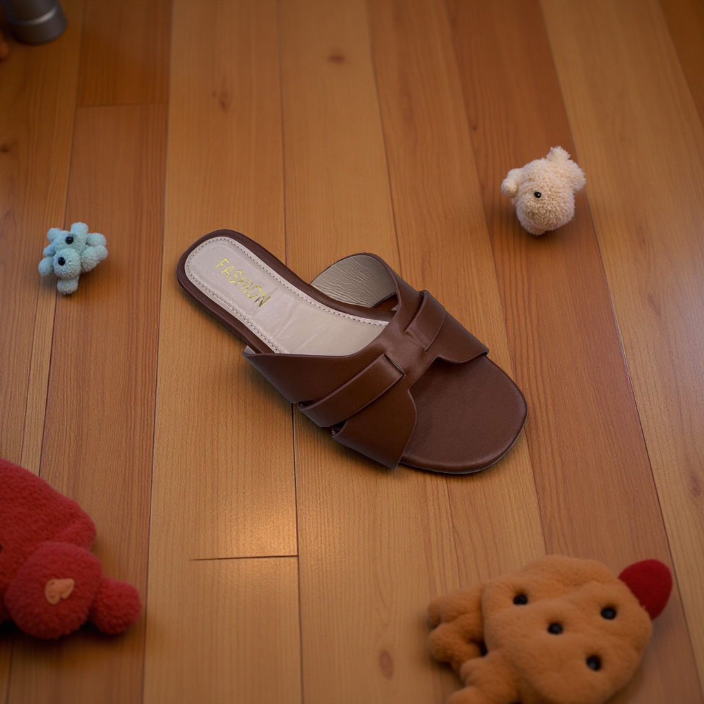 Women's summer fashion versatile flip-flops with brown bows Specification image