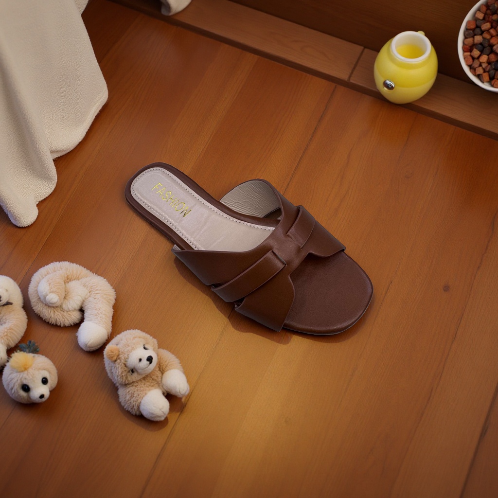 Women's summer fashion versatile flip-flops with brown bows Application Scenario