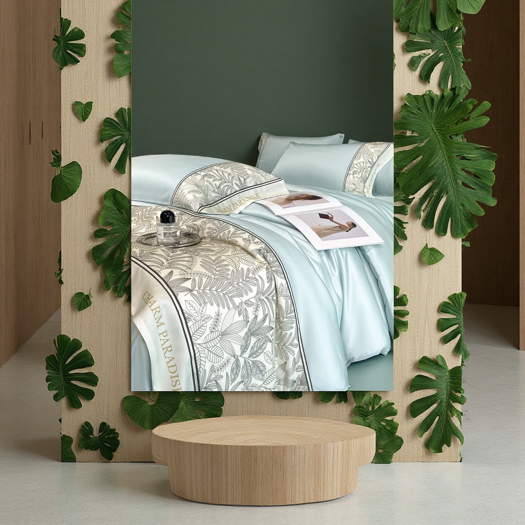 Ice silk four-piece set, nude bed cover, anti-slip washable silk quilt cover, Tencel light luxury and high-end feel