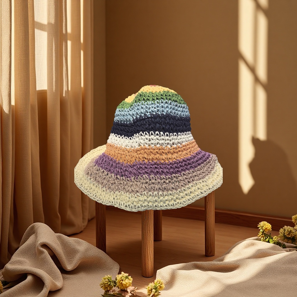 Hard straw hat outdoor sunshade wide-brimmed hat, sun protection, breathable and comfortable type details Picture