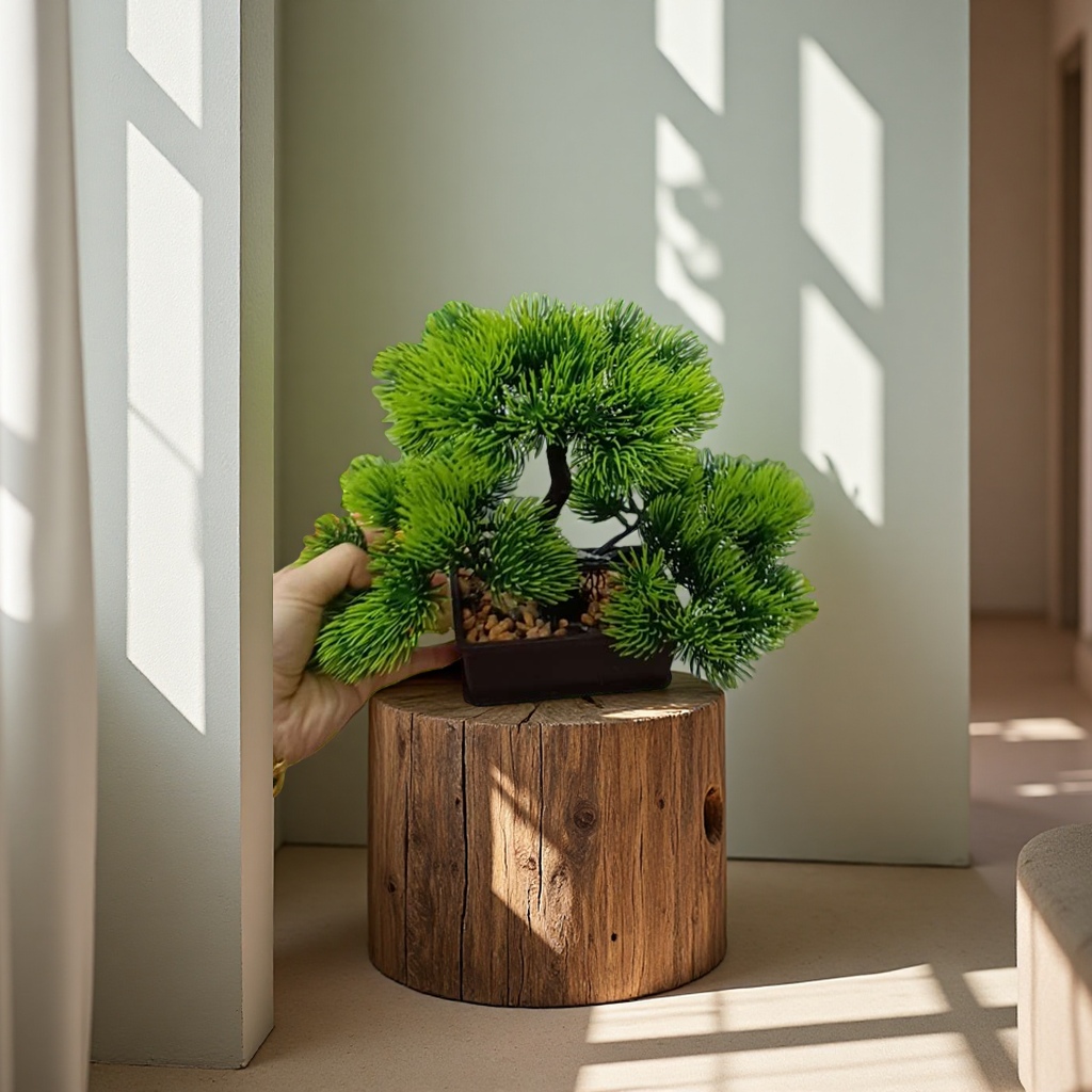 迎客松手工盆栽花盆模具绿植盆栽套装假花迎客松