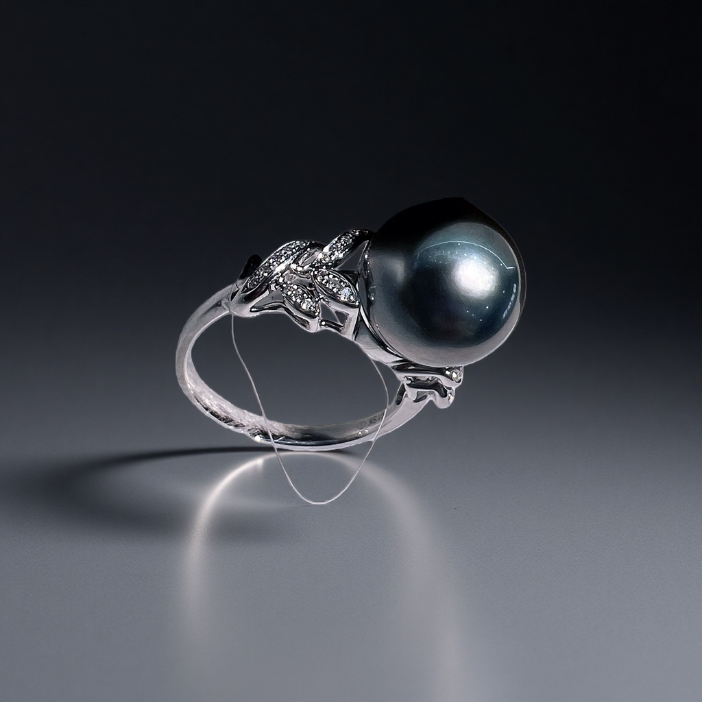 18k gold natural pearl ring, natural Tahitian black pearl Application Scenario