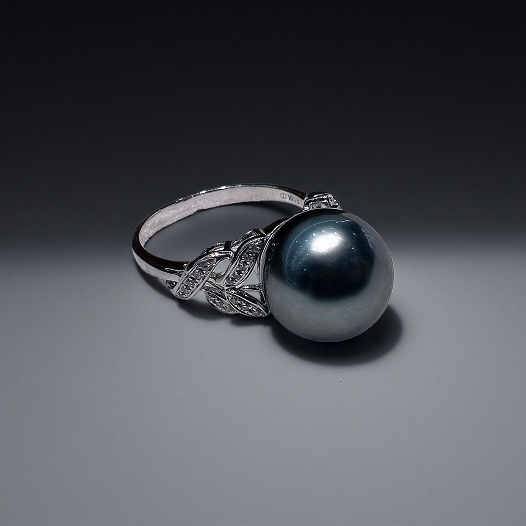 18k gold natural pearl ring, natural Tahitian black pearl Specification image