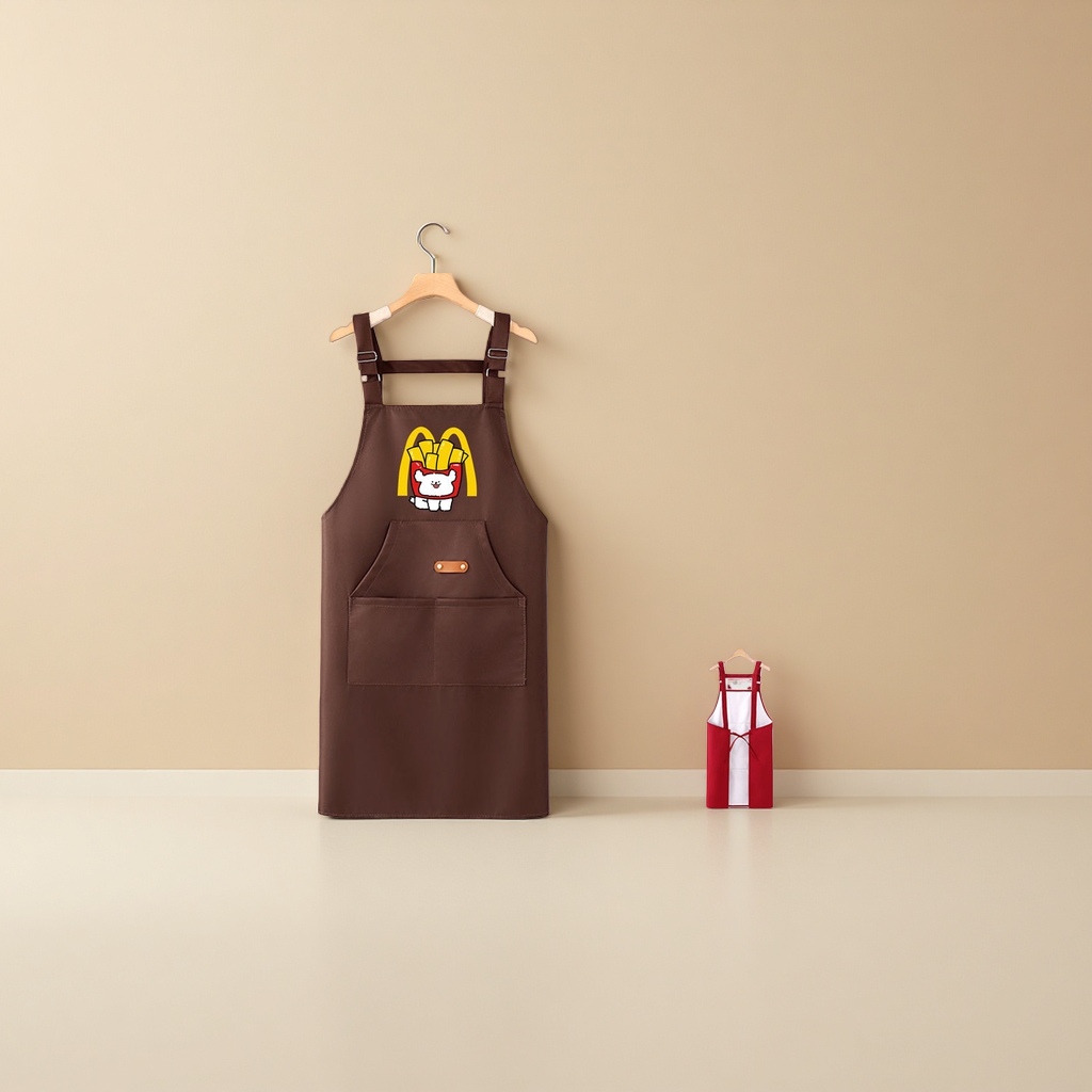 Cartoon summer new waterproof and oil-proof printed kitchen apron, home women's shoulder strap waistband details Picture