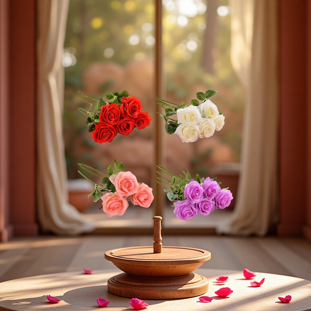 放在花  仿真盆景  仿真玫瑰花假花仿真花装饰花仿真花毛线太阳花