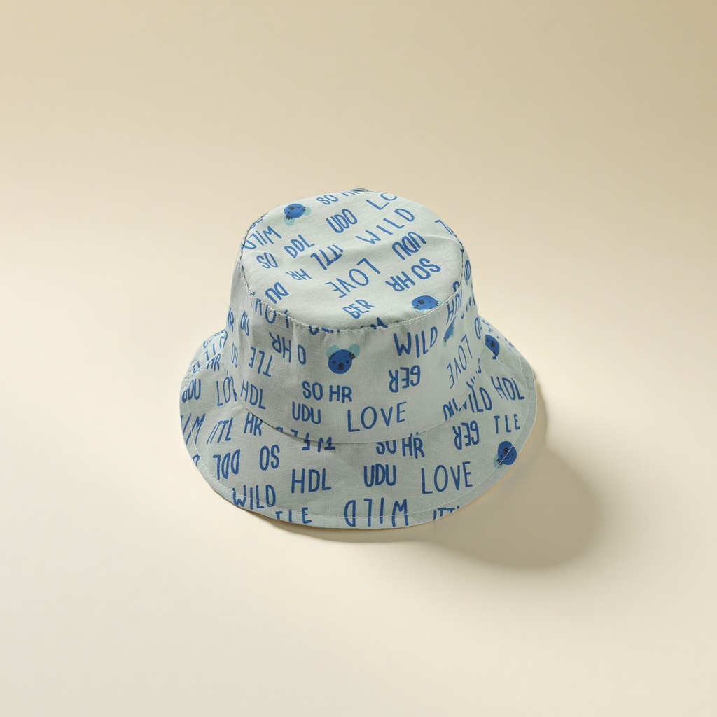 韩版儿童渔夫帽简约字母印花儿童帽