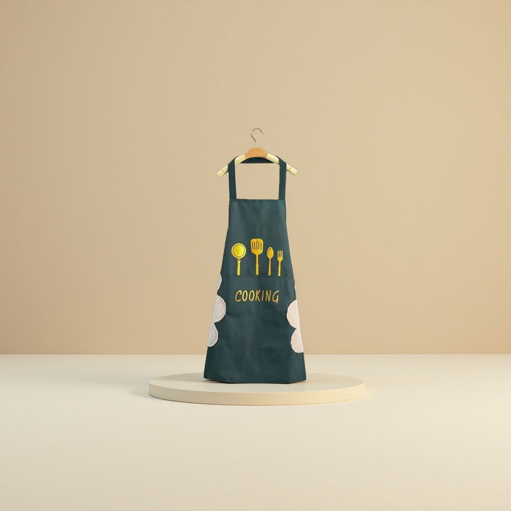 Waterproof and oil-proof solid color backpack apron large pocket kitchen men's and women's work clothes, home, restaurant cooking, custom-made with logo printing details Picture