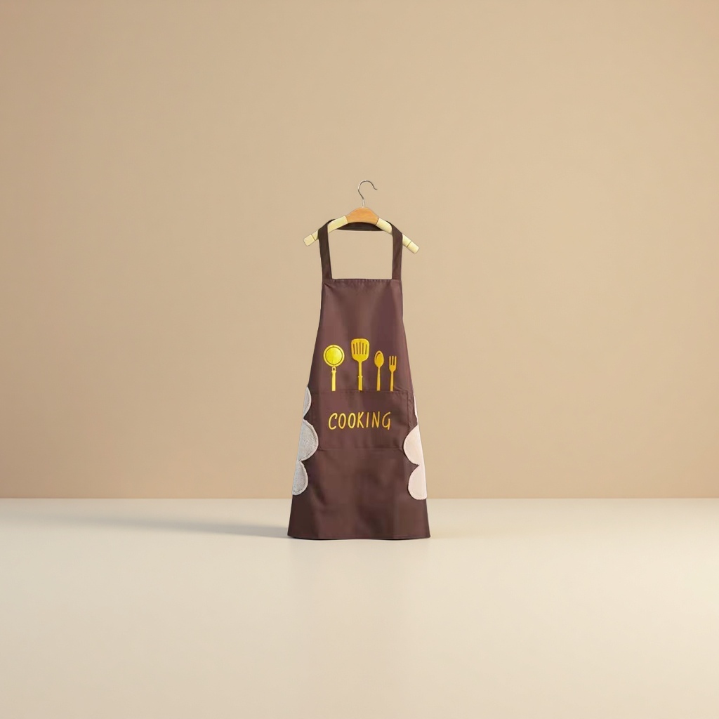 Waterproof and oil-proof solid color backpack apron large pocket kitchen men's and women's work clothes, home, restaurant cooking, custom-made with logo printing Specification image
