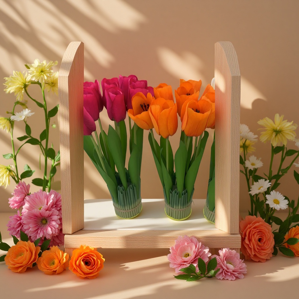 Creative simulation tulip potted plant desktop Green plant and long grass set details Picture