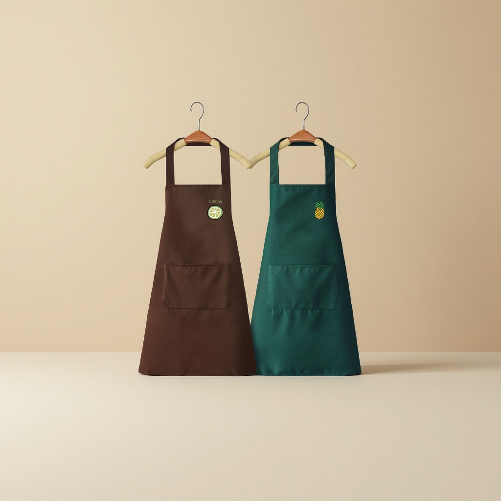 A cute Korean-style apron for men and women cooking in the kitchen, suitable for wiping hands, water and oil resistance, and a cactus and fruit waistband for home use details Picture