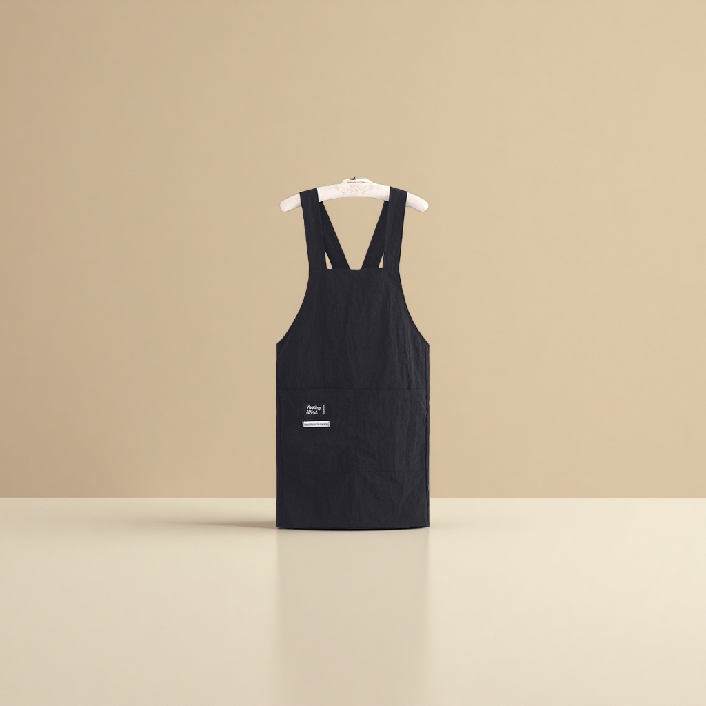 Solid-color simple waterproof apron for men and women, loose for the kitchen, custom-printed for work, cooking, and home use details Picture