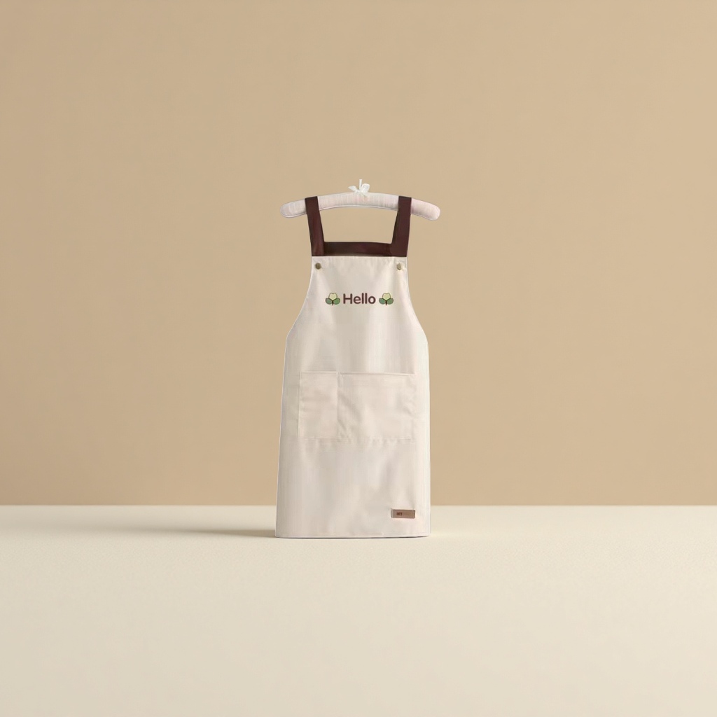 Women's summer waterproof and oil-proof apron, home kitchen work clothes, dirt-resistant, logo and letter-printed thin waistband Application Scenario