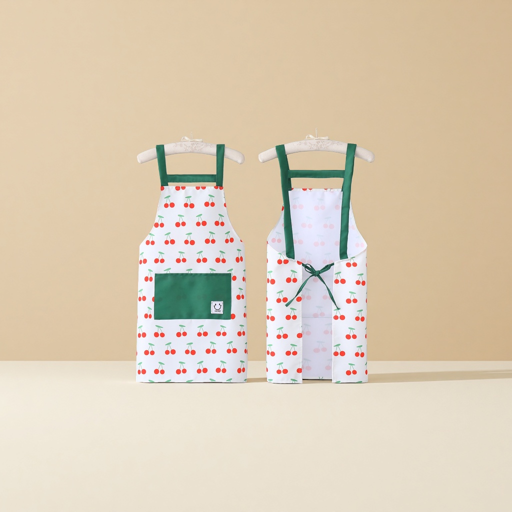 Japanese-style cotton and linen simple apron for home kitchen cooking, canvas breathable and fresh work clothes for girls Specification image