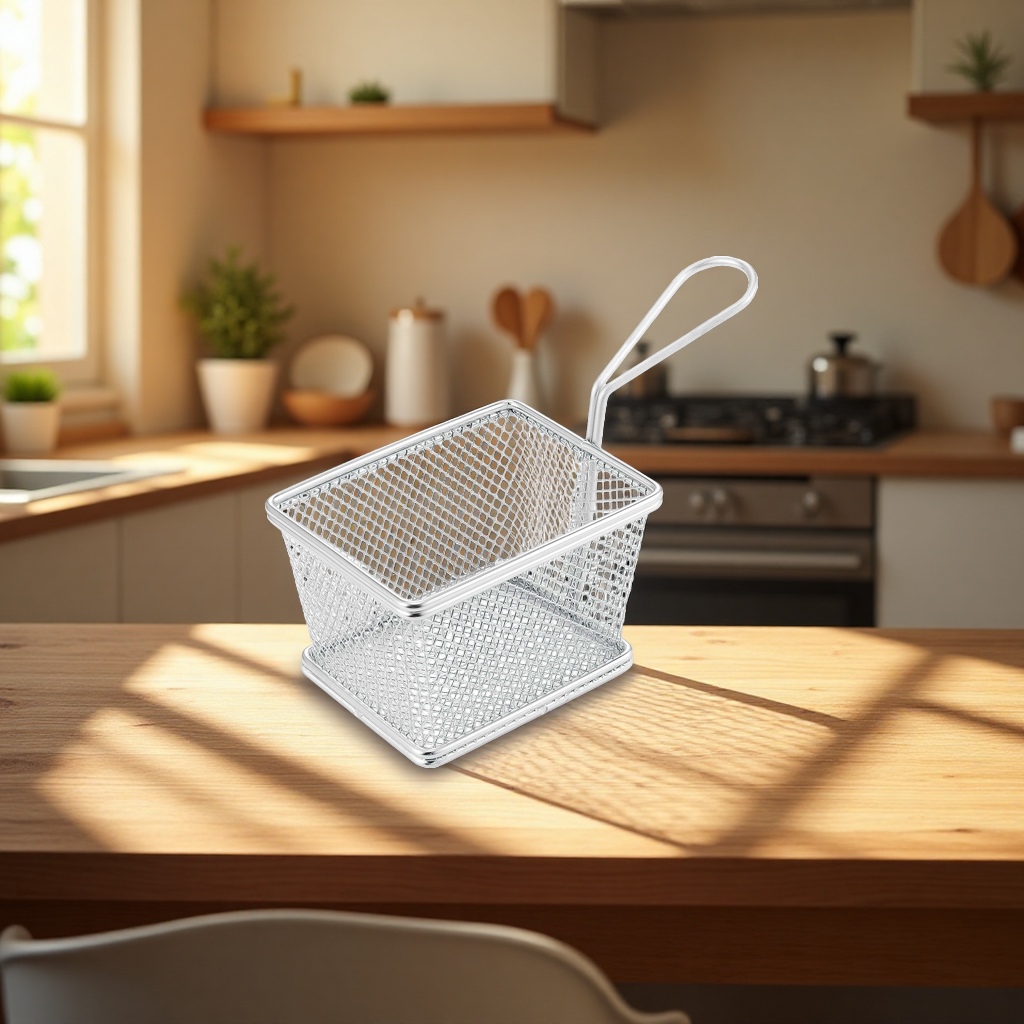 French fries basket, deep-frying basket, dual-purpose stainless steel deep-frying basket, a household kitchen wonder Specification image