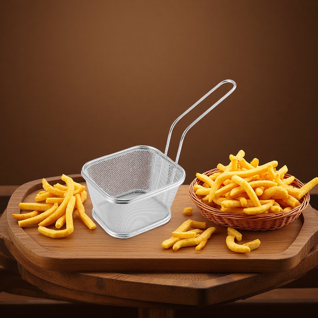 French fries basket, frying basket, stainless steel frying food basket, household kitchen wonder Specification image