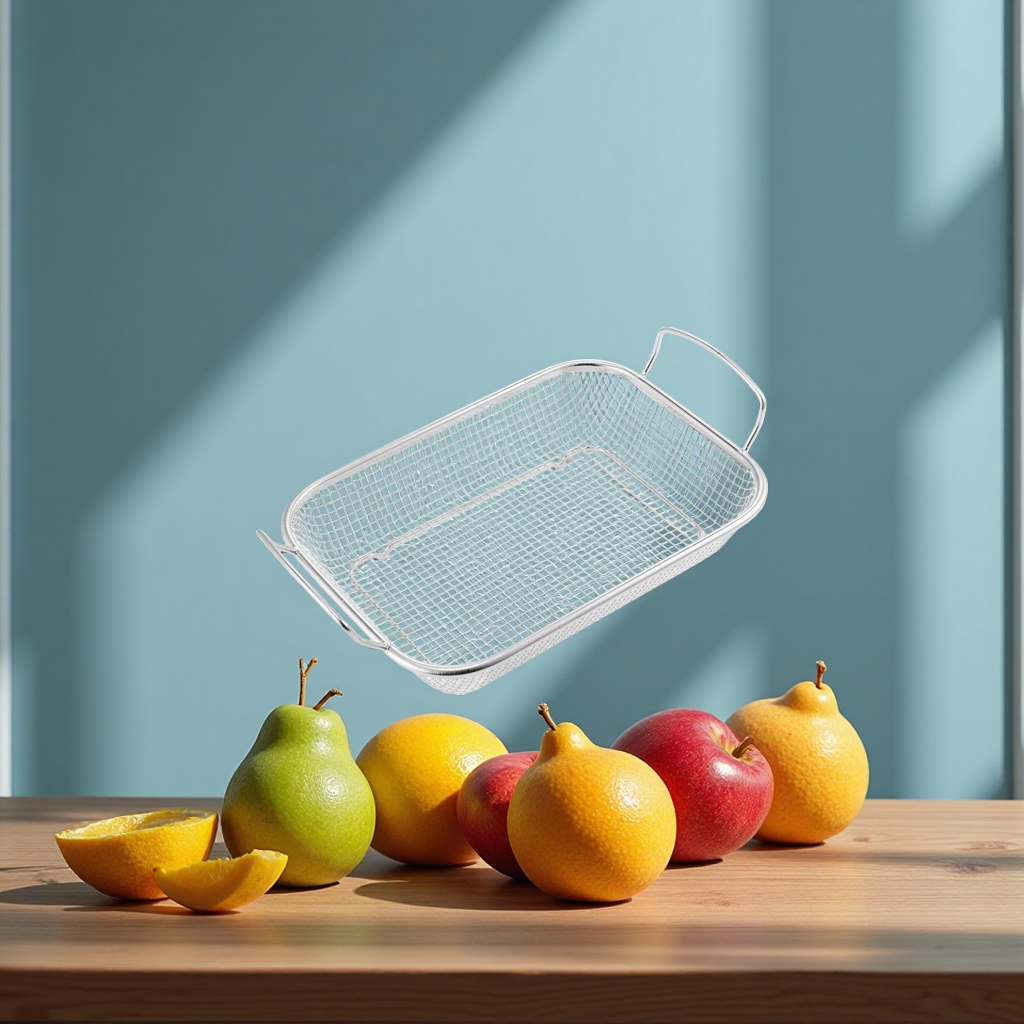 Fruit net basket, storage basket, kitchen fruit basket, draining basket with handle, multi-functional household Application Scenario