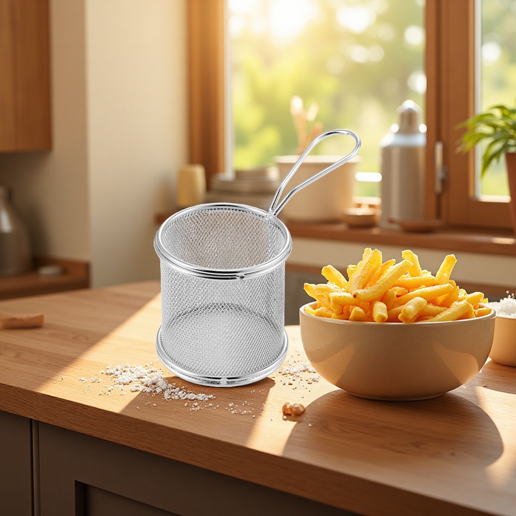 French fries basket, frying basket, dual-purpose stainless steel frying basket, a household kitchen wonder 164029910 Application Scenario